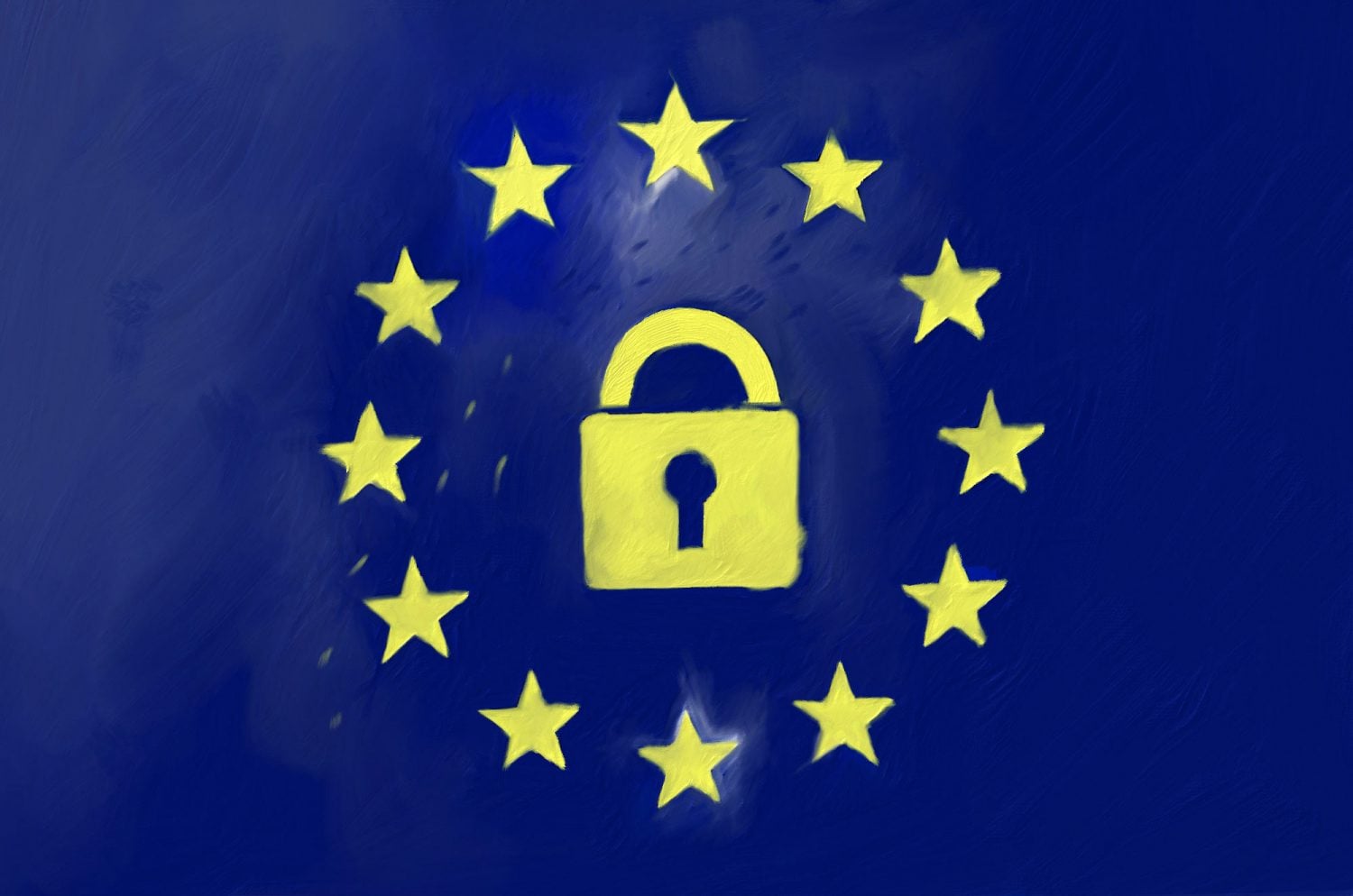 visuel du drapeau de l'europe avec cadenas