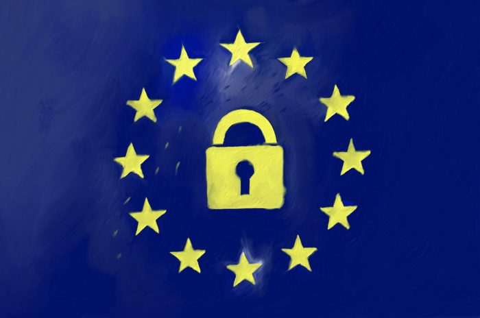 visuel du drapeau de l'europe avec cadenas